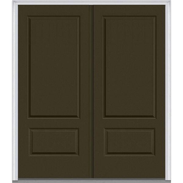 MMI Door 72 in. x 80 in. Classic Right-Hand Inswing 2-Panel Painted Fiberglass Smooth Prehung Front Door with Brickmould