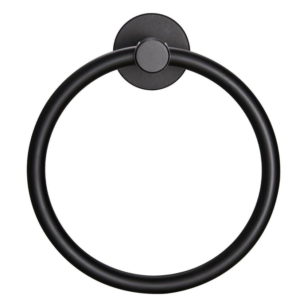 Tileon Wall-Mount Towel Ring in Matte Black AYBSZHD1511 - The Home Depot