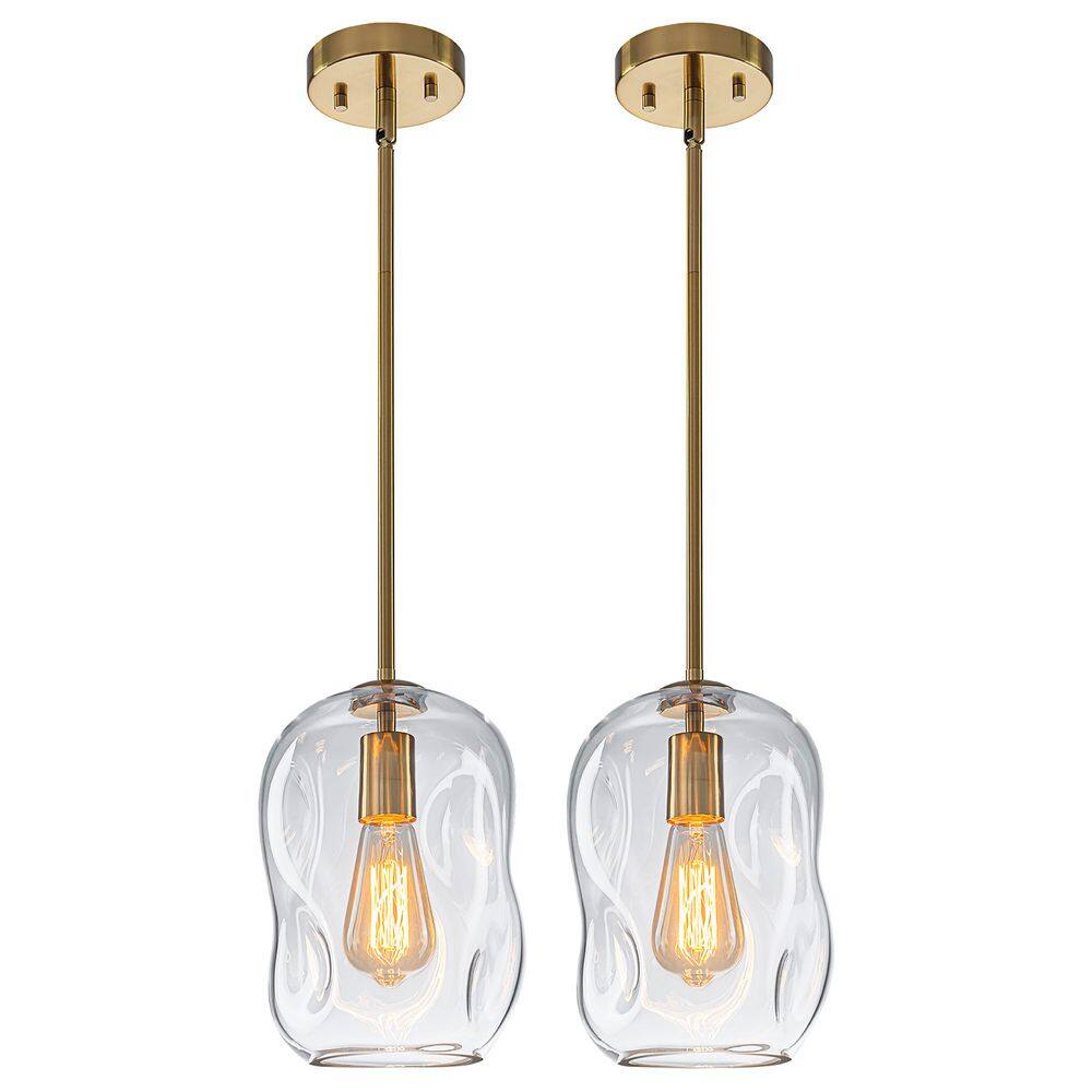 2-Pack Modern Gold Pendant Light Fixtures with Irregular Clear Glass Shade,Hanging Lights for Kitchen Island,Dining Room price history on PriceWatchPro