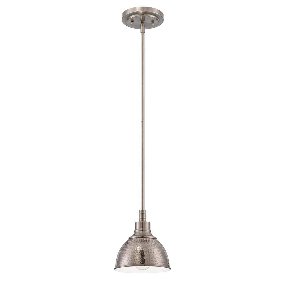 Antique Nickel 3-Light Mini Chandelier with Hammered Metal Shades