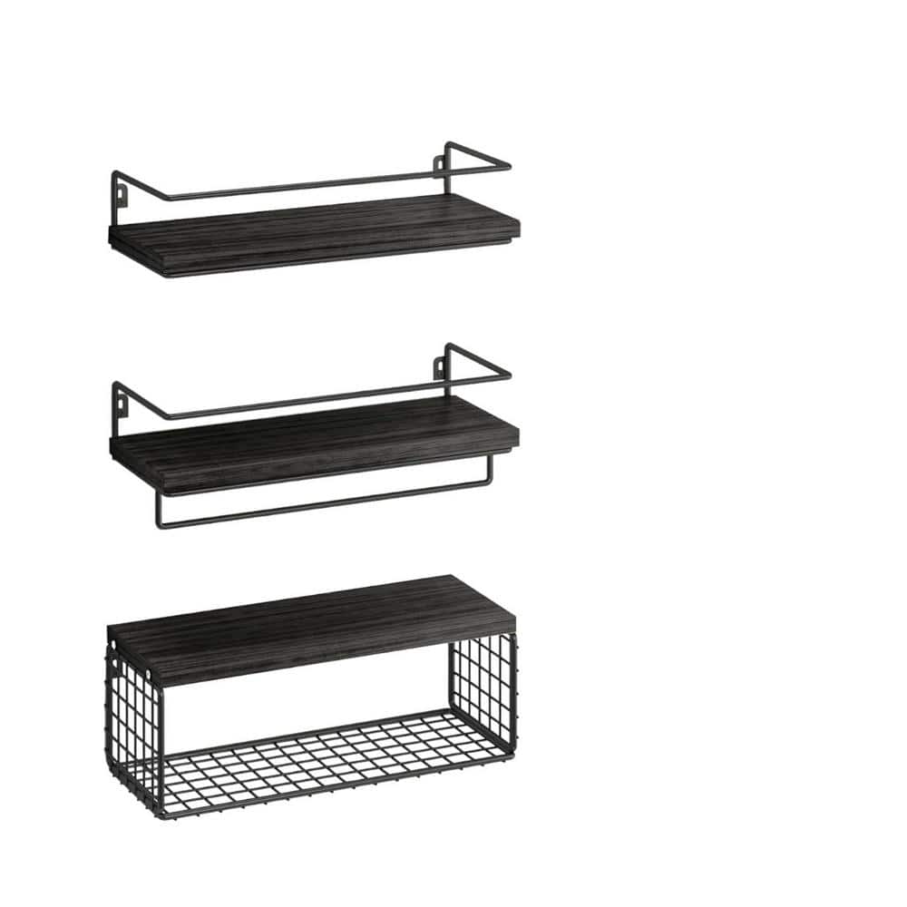 6 in. W x 6 in. H x 16 in. D Wood Rectangular Bathroom Shelf Wall Mount Flo