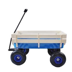 3 cu. ft. Steel Plus Wood Outdoor Garden Cart 10 in. with pneumatic tires, Blue