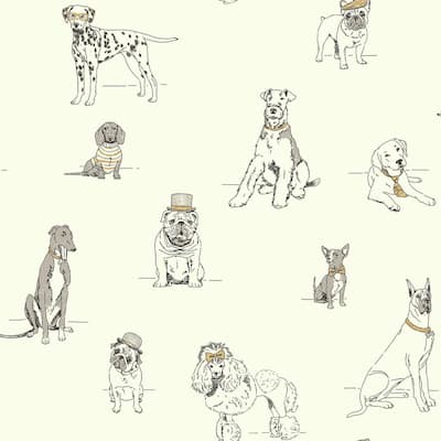 Dog's Life Wallpaper silver/metallic Gold Paper Strippable Roll (Covers 56 sq. ft.)