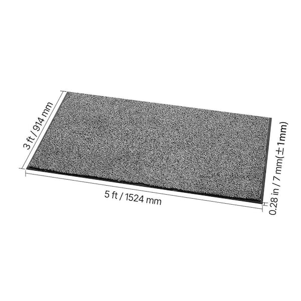 Front Door Mat 3 ft. x 5 ft. Grey Commercial Floor Mat for Indoor and Outdoor Industrial Entrance Carpet PVC 2025 Update