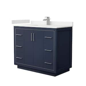 Icon 42 in. W x 22 in. D x 35 in. H Single Bath Vanity in Dark Blue with White Quartz Top