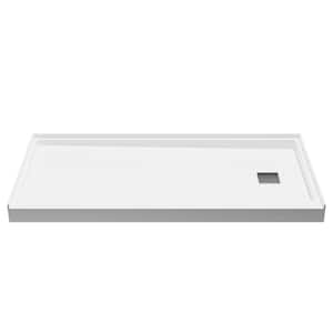 ALEXANDER 60 in. L x 30 in. W Alcove Shower Pan Base with Right Drain in White