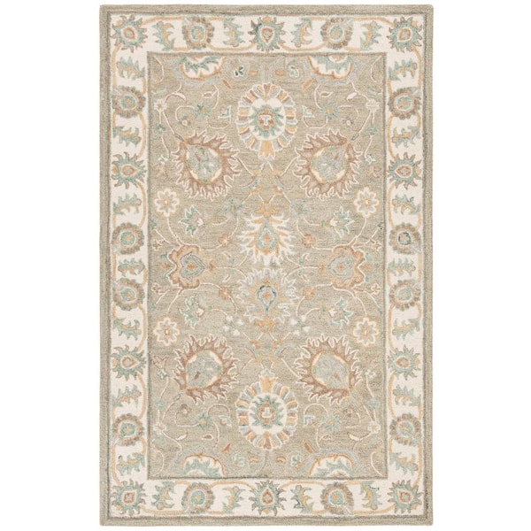 SAFAVIEH Blossom Sage/Ivory 5 ft. x 8 ft. Floral Antique Border Area Rug
