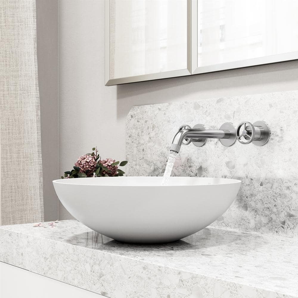Cass Brushed Nickel Wall Mount Bathroom Faucet