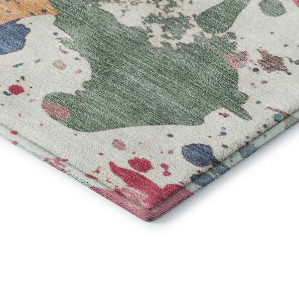 Mayfield Premium Machine Washable Abstract AMF2217 Ivory 2 ft. x 7 ft. Runner Rug
