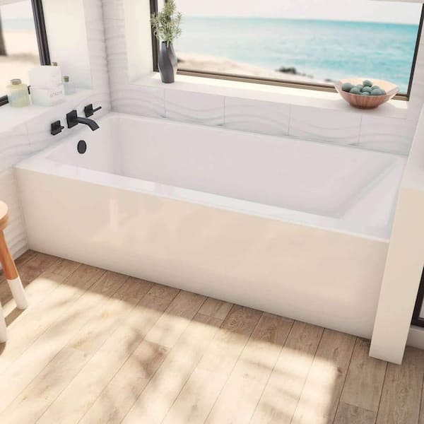 Prism 60 in. x 36 in. Acrylic Alcove Soaking Bathtub with Left-Hand Drain in White
