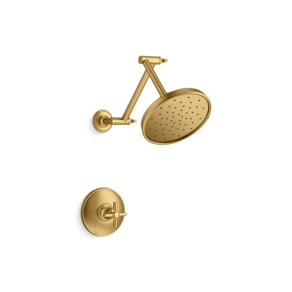 KOHLER Paces Single Handle 3-Spray Shower Faucet with 1.75 GPM in Vibrant Moderne Brushed Brass (Valve Included)