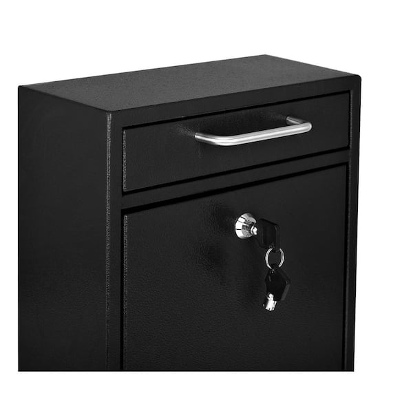 AdirOffice Medium Black Wall-Mounted Steel Drop Box Mailbox 631-05