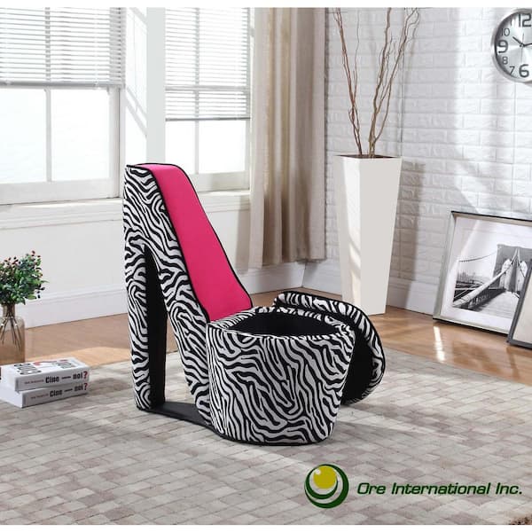 Ore International Pink Zebra Prints, Zebra Shoe Chair