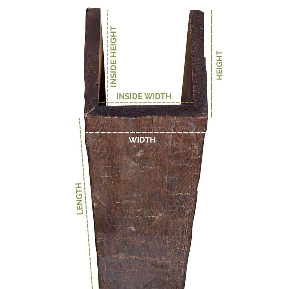 Aged Faux Wood U-Shaped Decorative Beam, 6-in x 6-in x 16-ft