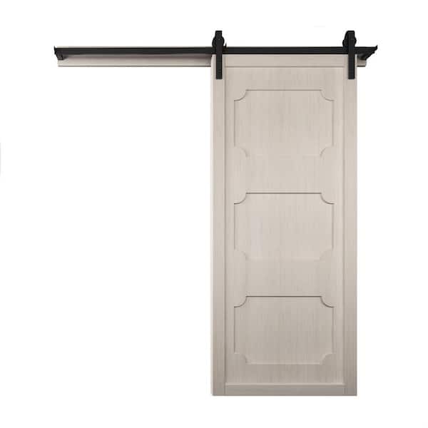 VeryCustom 42 in. x 84 in. The Harlow III Parchment Wood Sliding Barn Door with Hardware Kit