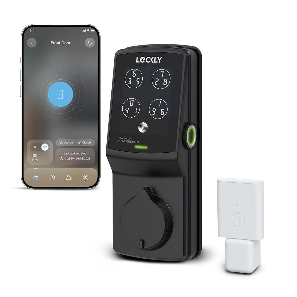 Lockly Secure Pro Matte Black Deadbolt WiFi Smart Lock with 3D Fingerprint, Hack-proof Keypad, Mobile app, Alexa/Hey Google PGD 728W MB