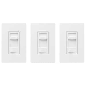 Skylark Contour LED+ Dimmer Switch for Dimmable LED, INC/HAL Bulbs, Single-Pole or 3-Way, w/ Wallplate White (3-Pack)