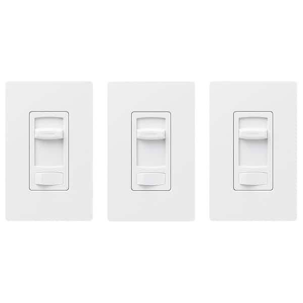 Lutron Skylark Contour LED+ Dimmer Switch w/Wallplate for LED Bulbs, 150W/Single-Pole/3-Way, White (CTCL-PR-3PK-WHW) (3-Pack)
