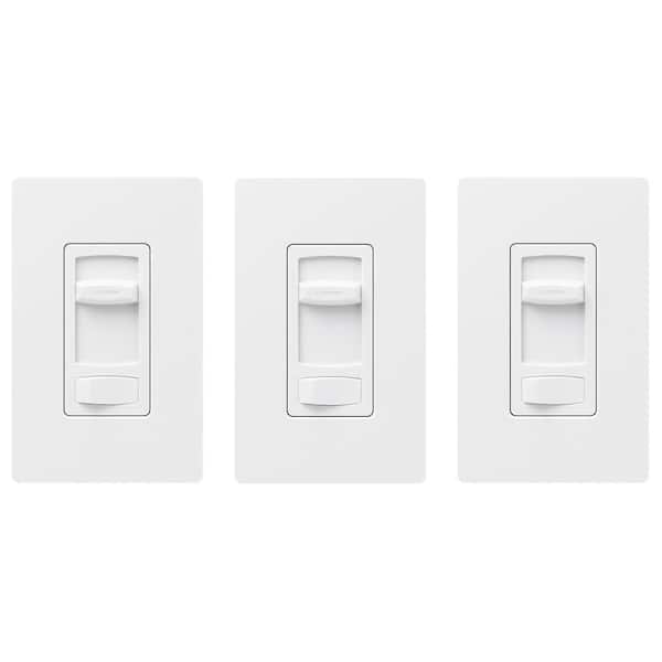Skylark Contour LED+ Dimmer Switch w/Wallplate for LED Bulbs, 150W/Single-Pole/3-Way, White (CTCL-PR-3PK-WHW) (3-Pack)