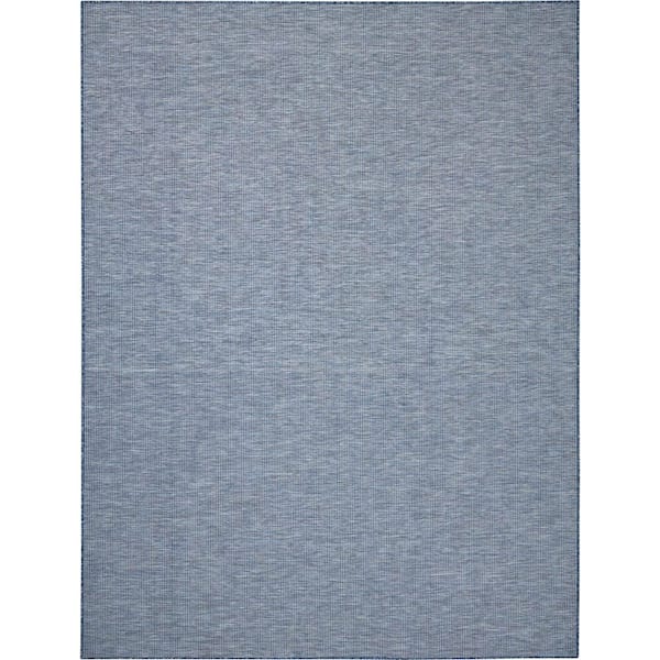 Positano Navy Blue 10 ft. x 14 ft. Solid Contemporary Indoor/Outdoor Patio Area Rug