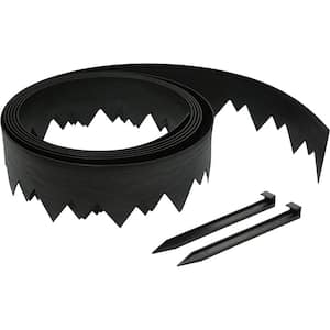 20 ft. Black Pound-In Landscape Trim with Bonus Anchor Stakes, 4.5 in. Straight Top Plastic Garden Border