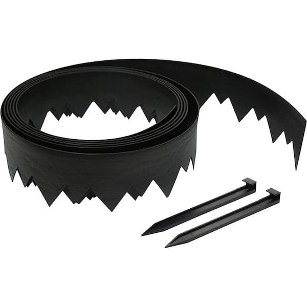Unbranded 20 ft. Black Pound-In Landscape Trim with Bonus Anchor Stakes, 4.5 in. Straight Top Plastic Garden Border
