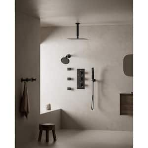 Thermostatic 8-Spray 12 and 6 in. Wall Mount Dual Fixed and Handheld Shower Head 2.5 GPM with 3-Jets in Brushed Gold