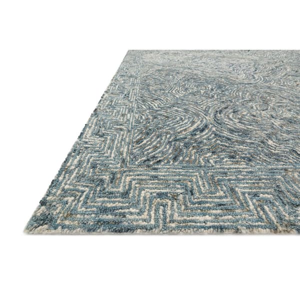 Ziva Denim 2 ft. 6 in. x 7 ft. 6 in. Contemporary Hand-Tufted 100% Wool Pile Runner Rug