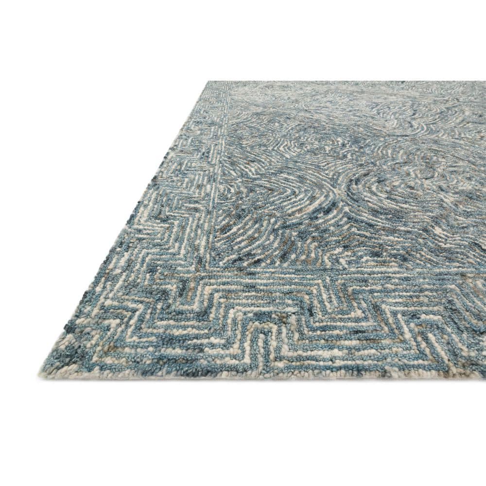 Denim Blue Hand-Tufted Wool Rectangular Area Rug