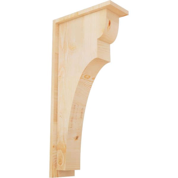 Ekena Millwork 6 in. x 14 in. x 22 in. Douglas Fir Yorktown Rough Sawn Corbel with Backplate