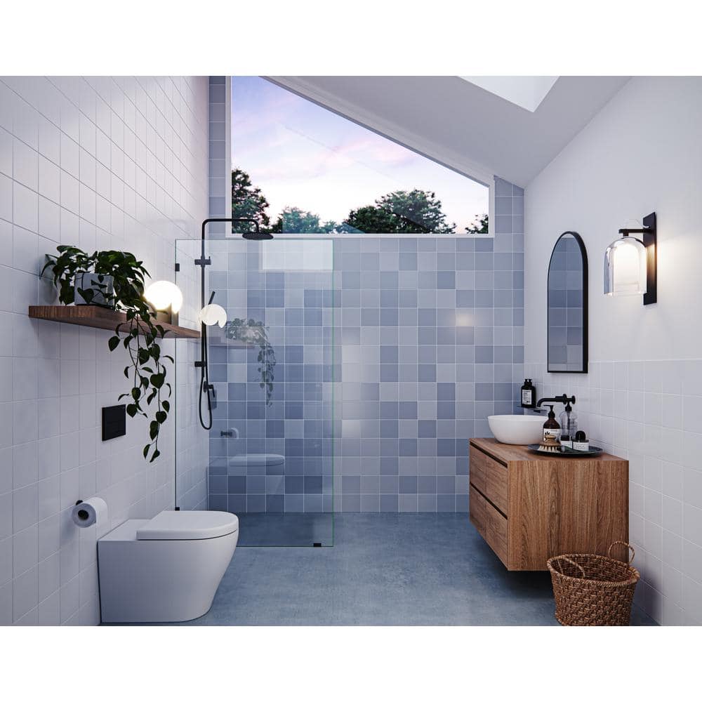 Vela 36 in. x 78 in. Frameless Matte Black Glass Shower Panel