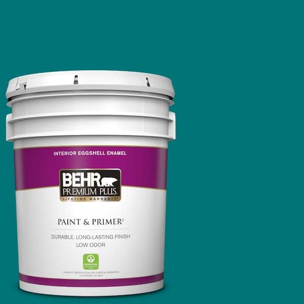 BEHR PREMIUM PLUS 5 gal. #T15-3 Essential Teal Eggshell Enamel Low Odor Interior Paint & Primer