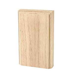Base Trim Block - 6 in. x 3.75 in. x 1 in. - Sanded Unfinished Oak, No Mitering - DIY Designer Home Decorative Accents