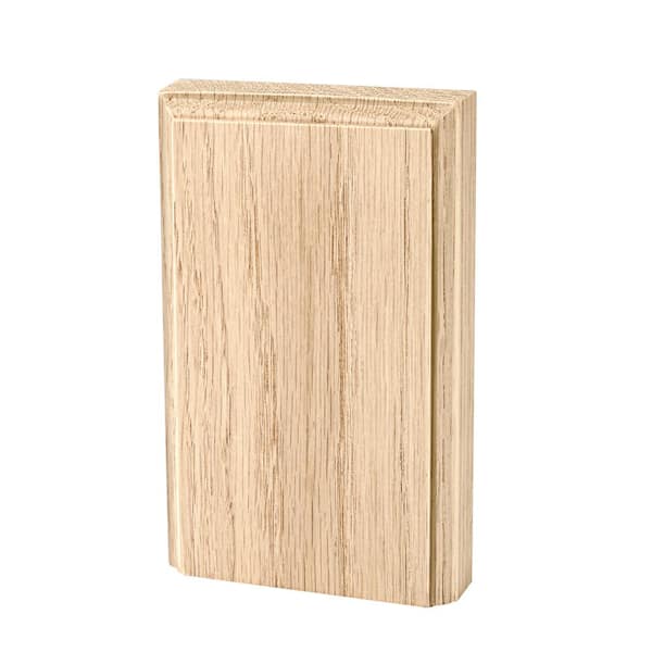 Waddell Base Trim Block - 6 in. x 3.75 in. x 1 in. - Sanded Unfinished Oak, No Mitering - DIY Designer Home Decorative Accents