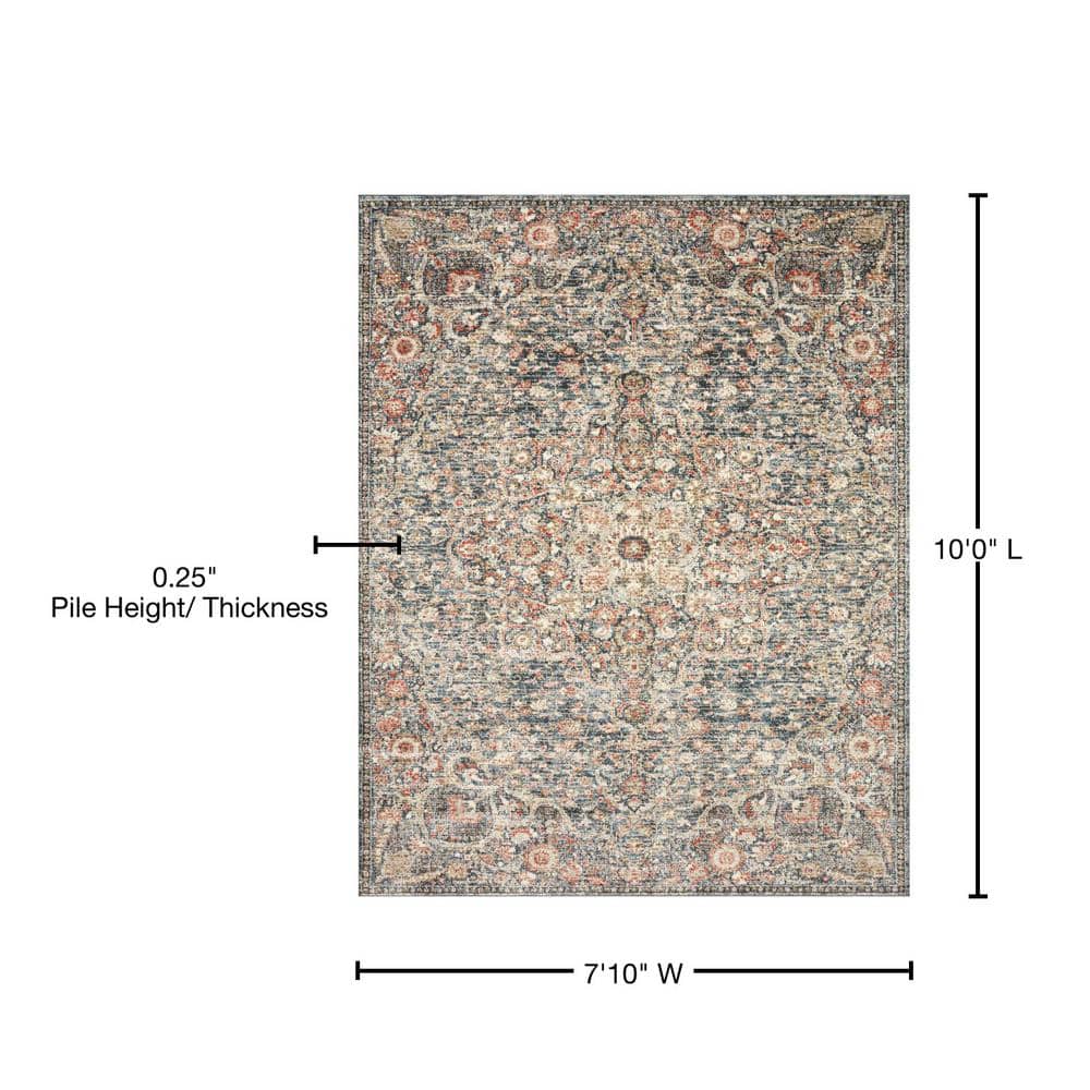 Loloi II Saban Blue and Spice Stain-Resistant Area Rug 7'-10" x 10'