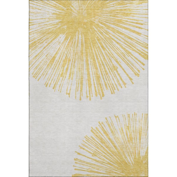 Addison Rugs Mayfield Premium Machine Washable Indoor/Outdoor Geometric AMF642 Gold 8 ft. x 10 ft. Area Rug