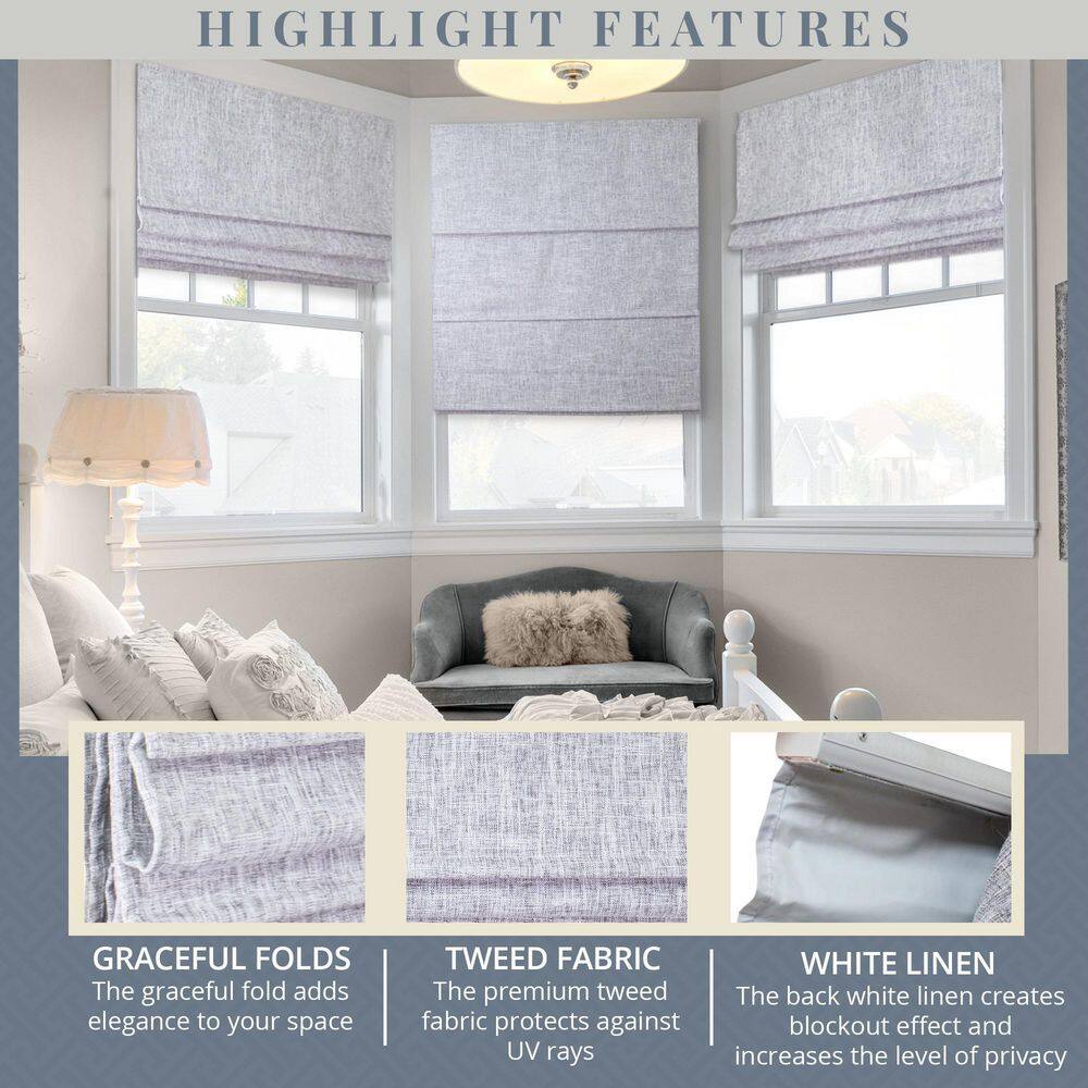 Lexington Gainsboro Cordless Blackout Fabric Roman Shade 48" x 72"