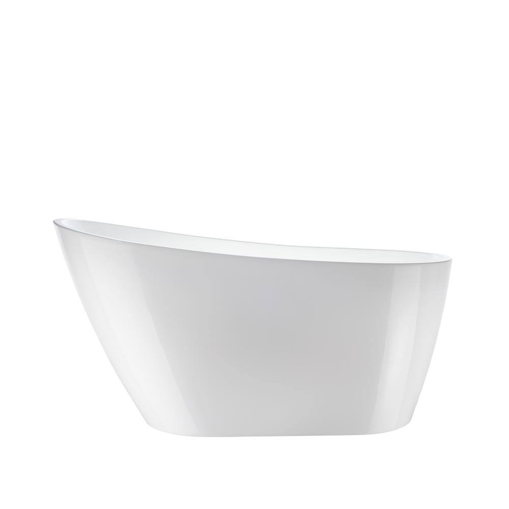 55" White Acrylic Freestanding Soaking Bathtub
