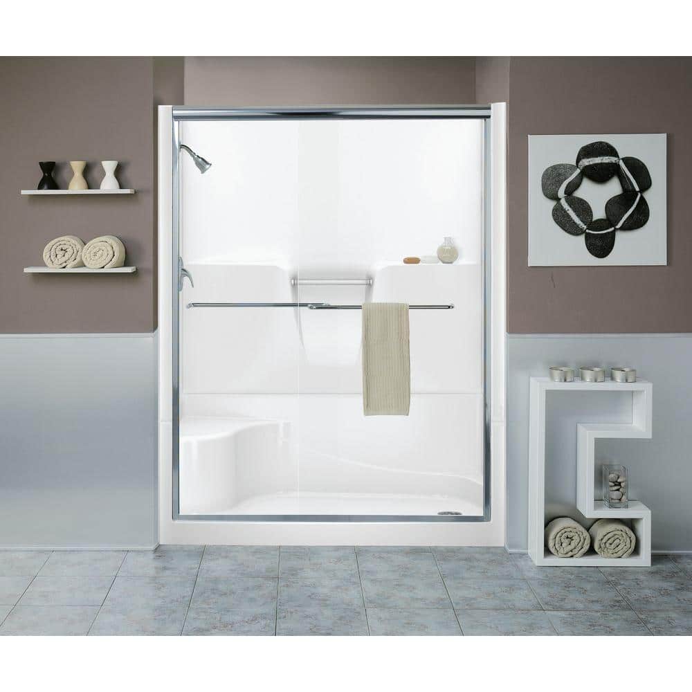 Remodeline 60 in. x 34 in. x 76 in. 4-Piece Shower Stall with Seat and Left