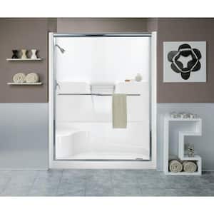 Remodeline 60 in. x 34 in. x 76 in. 4-Piece Shower Stall with Seat and Left Drain in Biscuit