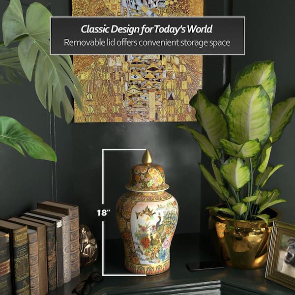 Red Lantern Oriental Furniture 18 in. Rose Medallion Satsuma