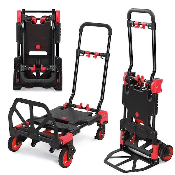 2-in-1 Holds 330 lbs. Foldable Hand Truck Dolly with Convertible Hand