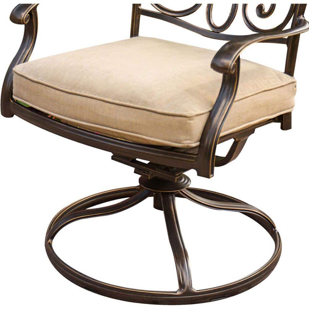 Natural Oat Aluminum 3-Piece Bistro Set with Cushions