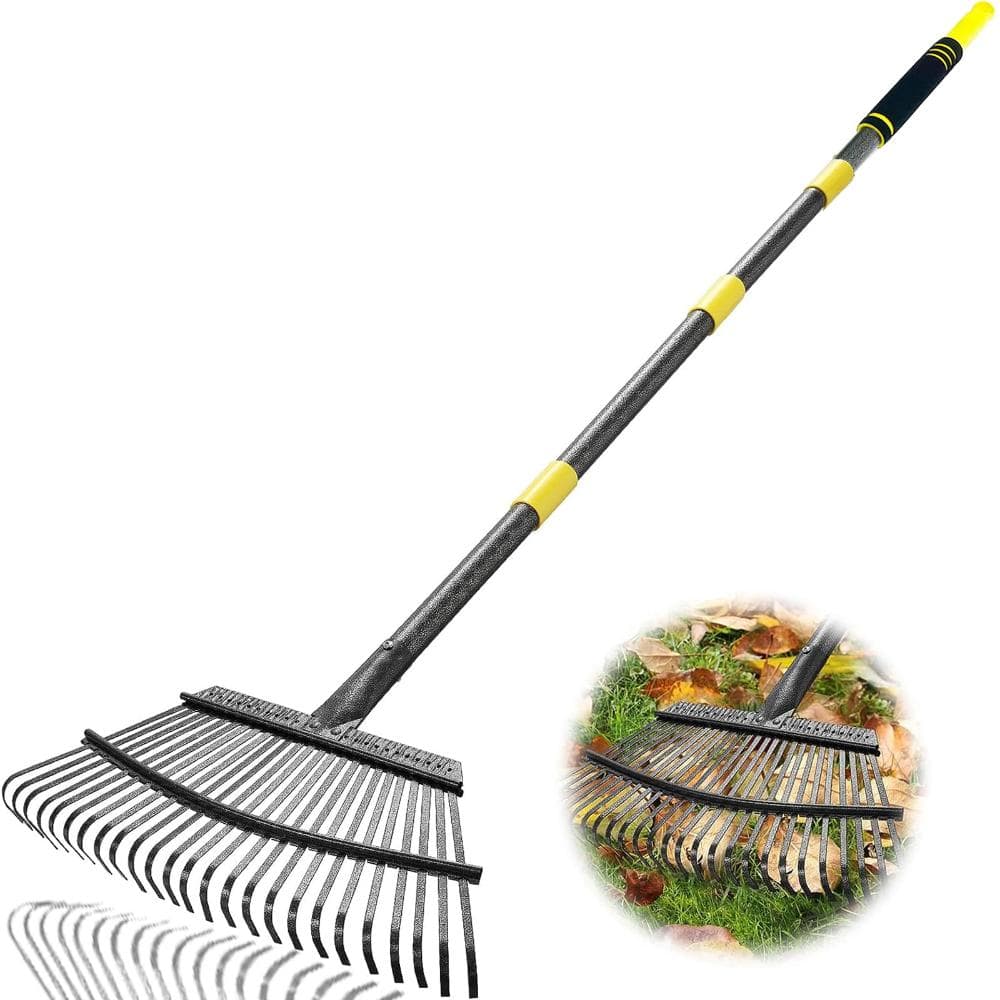 18.5 in W x 73 in H Leaf Rake Heavy Duty 25 Tines Adjustable Handle Black 1 Pack price history on PriceWatchPro