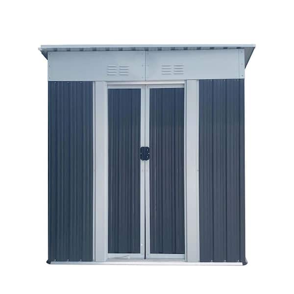 5 ft. W x 3 ft. D Outdoor Mini Metal Storage Shed, Tool House w/ Aluminum Alloy Frame for Patio, Lawn, Gray (14 sq. ft.)