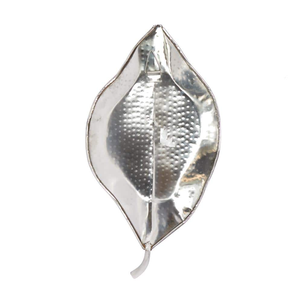 Large Silver Stainless Steel Leaf Taper Candle Holder