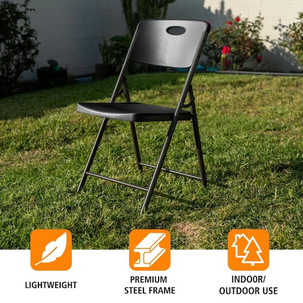HDX Metal Frame Black/Black Resin Seat Indoor/Outdoor Folding