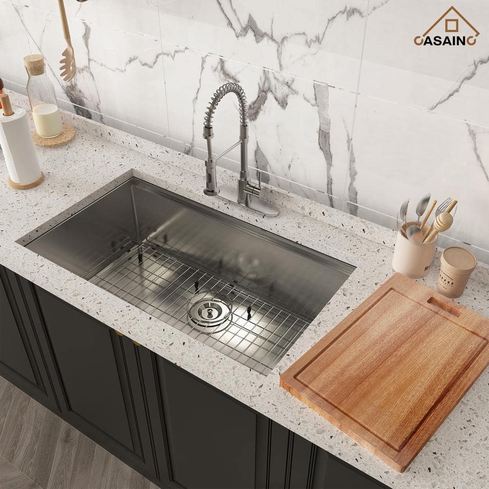 32" Brushed Stainless Steel Undermount Workstation Kitchen Sink