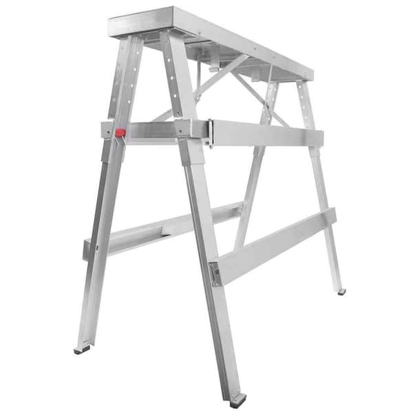 48 in. W x 34 in. H Aluminum Adjustable Sawhorse Bench Stepladder