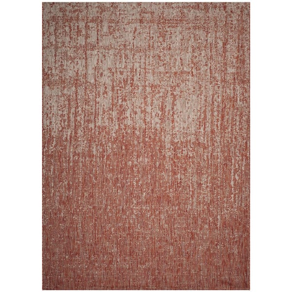 Courtyard Rust/Gray 8 ft. x 11 ft. Distressed Gradient Indoor/Outdoor Area Rug